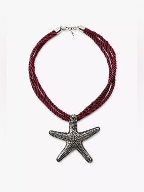 ZARA STARFISH ROPE NECKLACE
Burgundy Necklace with Silver Starfish Pendant NWT